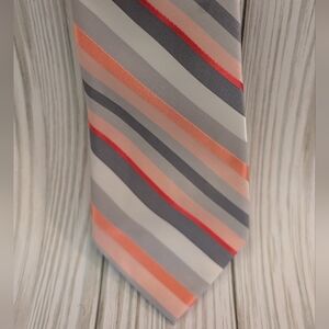 Croft & Barrow Gray and Orange Striped Tie